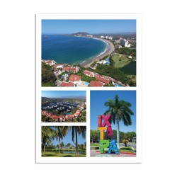 Tarjeta postal con varias vistas de Ixtapa, souvenir y recuerdo de México