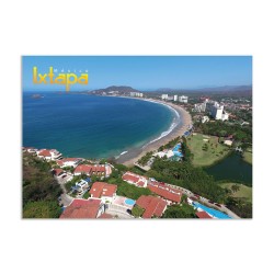 Tarjeta postal panoramica de la Bahia de Ixtapa, souvenir y recuerdo de Ixtapa, México