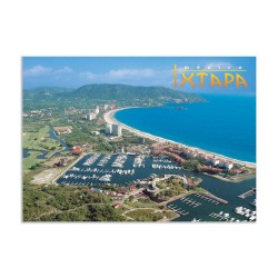 Tarjeta postal con vista aerea de Ixtapa y la marina, souvenir y recuerdo de México