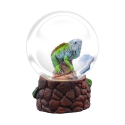 Esfera de nieve con una lagartija. Souvenir de Ixtapa, México