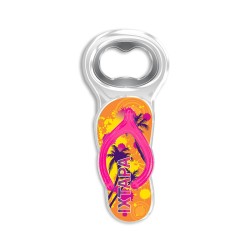 Destapador de acrílico en forma de chancla. Souvenir de Ixtapa, México