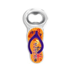 Destapador de acrílico en forma de chancla. Souvenir de Ixtapa, México