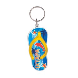 Llavero de acrílico en forma de chancla. Disponible en 8 motivos y colores diferentes. Souvenir de Ixtapa, México