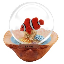 Souvenir fauna marina México La Paz - Esfera de nieve pez payaso