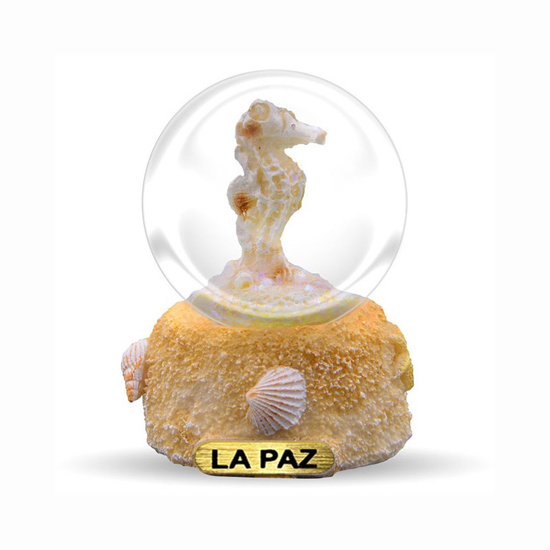 Souvenir México La Paz: Esfera de nieve con caballito de mar
