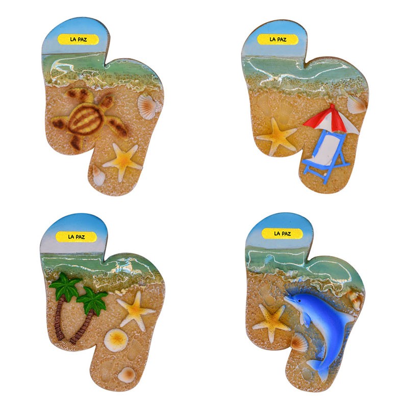 Souvenir México La Paz: Magnetos de Resina Chancla Playa