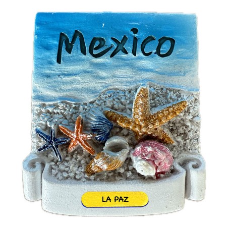 Magneto de resina con conchas pintadas a mano en La Paz México