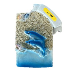 Magneto de resina con delfines pintados a mano en La Paz México