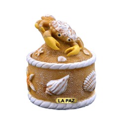 Alhajero de resina con diseño de cangrejo en La Paz México