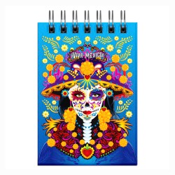 Libreta de apunte con ilustracion de una catrina, típica del día de muertos. Souvenir y recuerdo de Los Cabos, México