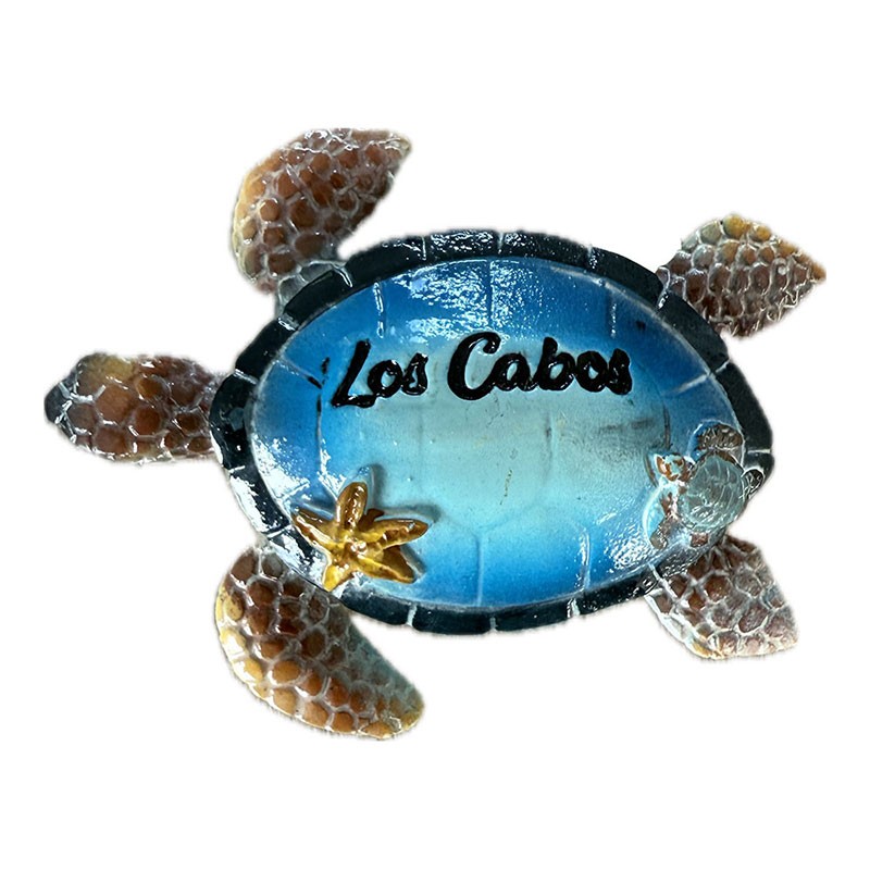 Magneto de resina tortuga azul. Souvenir de Los Cabos, México