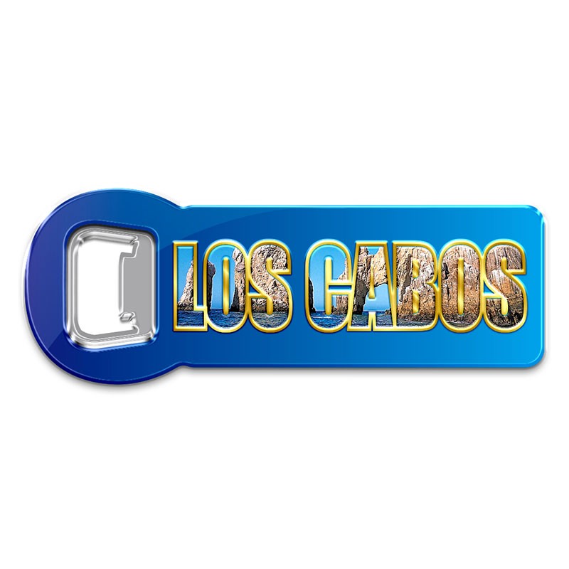 Destapador de metal Los Cabos souvenir y recuerdo de Cabo San Lucas.