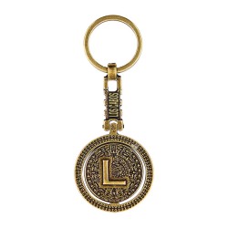 Llavero de latón letra L con Calendario Azteca, souvenir o regalo de Los Cabos México