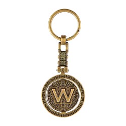 Llavero de latón letra W con Calendario Azteca, souvenir o regalo de Los Cabos México