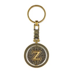 Llavero de latón letra Z con Calendario Azteca, souvenir o regalo de Los Cabos México