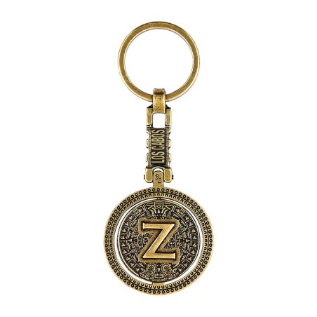 Llavero de latón letra Z con Calendario Azteca, souvenir o regalo de Los Cabos México
