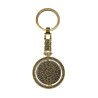 Llavero giratorio de latón con el calendario azteca. Souvenir de Los Cabos, México