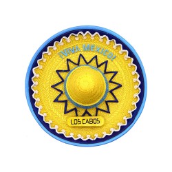 Magneto de resina en forma de un sombrero de paja. Souvenir de Los Cabos, México