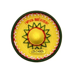 Magneto de resina en forma de un sombrero de paja. Souvenir de Los Cabos, México