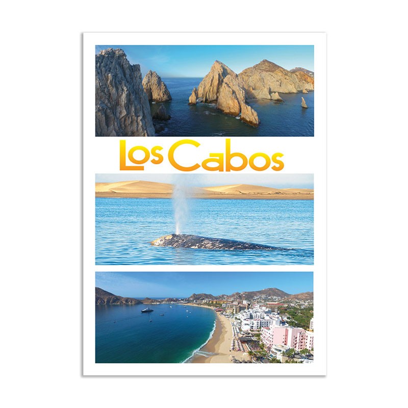 Tarjeta postal con vistas típicas de Los Cabos, souvenir y recuerdo de Los Cabos, México