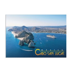 Tarjeta postal con vista aerea de Cabo San Lucas, souvenir y recuerdo de Los Cabos, México