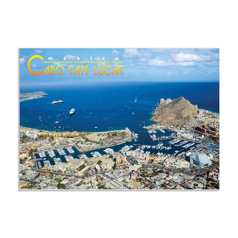 Tarjeta postal de la marina de Cabo San Lucas, souvenir y recuerdo de Los Cabos, México