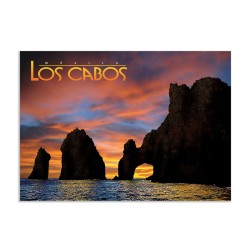 Tarjeta postal del Arco de noche, souvenir y recuerdo de Los Cabos, México