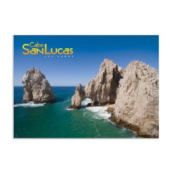 Tarjeta postal con vista aerea del Arco de Cabo San Lucas, souvenir y recuerdo de Los Cabos, México