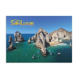 Tarjeta postal con vista aerea del Arco de Cabo San Lucas, souvenir y recuerdo de Los Cabos, México