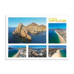 Tarjeta postal con 5 vistas de Cabo San Lucas, souvenir y recuerdo de Los Cabos, México