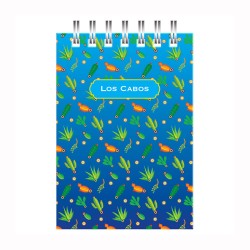 Libreta de apunte con ilustracion de una calavera, típica del día de muertos. Souvenir y recuerdo de Los Cabos, México