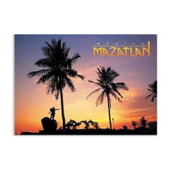 Tarjeta postal de una puesta de sol en el Malecon, souvenir y recuerdo de Mazatlan, México