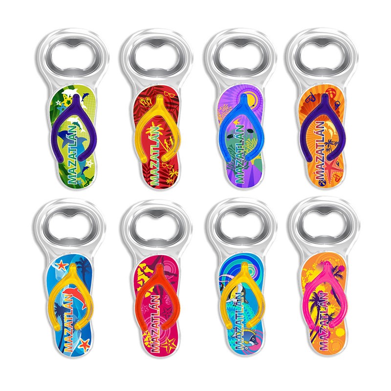 Destapador de acrílico en forma de chancla. Souvenir y recuerdo de Mazatlan, Mexico