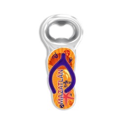 Destapador de acrílico en forma de chancla. Souvenir y recuerdo de Mazatlan, Mexico