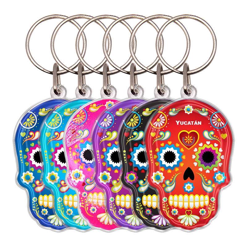 Llavero acrílico calavera, día de muertos en México. Souvenir de Merida.