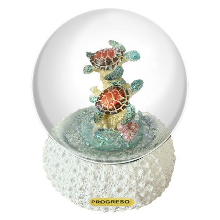 Esfera de nieve con 2 tortugas. Souvenir de Yucatan, México