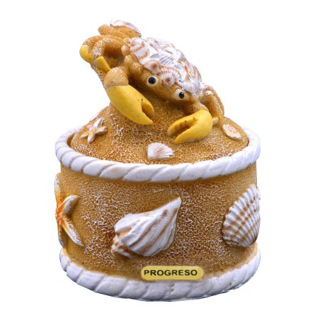 Caja de resina con  figura de un cangrejo. Yucatan, Mexico.