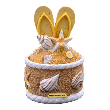 Caja de resina con  figura de unas chanclas. Yucatan, Mexico.