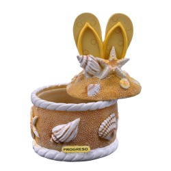 Caja de resina con  figura de unas chanclas. Yucatan, Mexico.