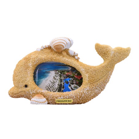 Portaretrato chico  de resina en forma de un delfín. Yucatan, Mexico.