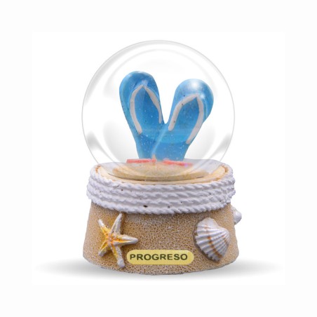 Esfera de resina con acabado arena y chanclas. Yucatan, Mexico.