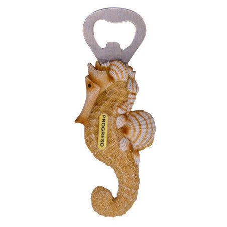 Magneto destapador de resina con un caballito de mar. Yucatan, Mexico.