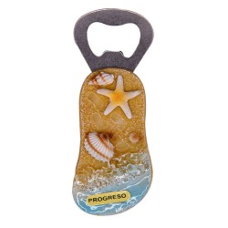 Magneto destapador de resina con una chancla. Yucatan, Mexico.