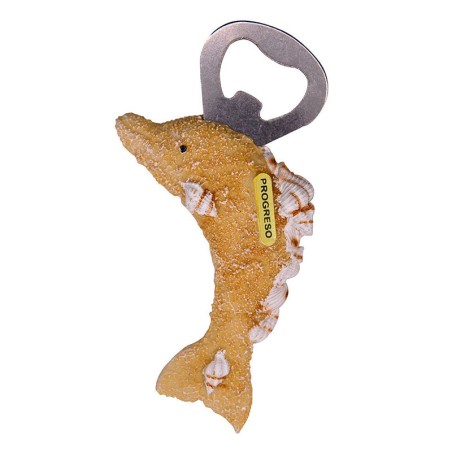 Magneto destapador de resina con figura de un delfin. Yucatan, Mexico.