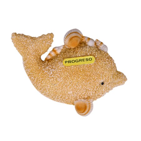 Magneto de resina en forma de delfín con acabado arena