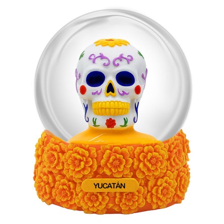 Esfera de nieve Calavera naranja