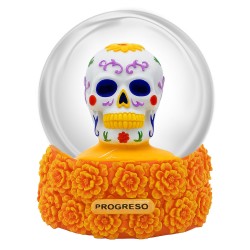 Esfera de nieve Calavera naranja