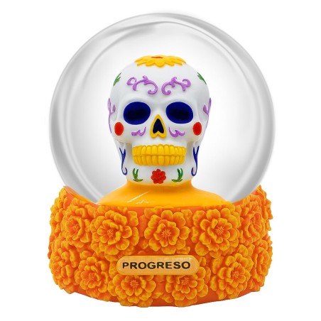 Esfera de nieve Calavera naranja