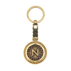 Llavero de latón letra N con el Calendario Maya, Souvenir, recuerdo de Merida, Mexico