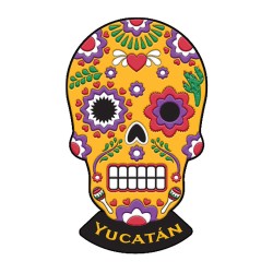 Magneto pvc calavera típico de la tradición del día de Muertos en Mexico, Merida, Yucatan.